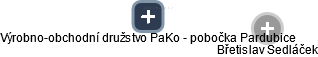 Výrobno-obchodní družstvo PaKo - pobočka Pardubice - náhled vizuálního zobrazení vztahů obchodního rejstříku