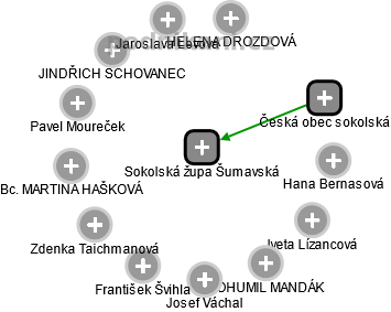Sokolská župa Šumavská - náhled vizuálního zobrazení vztahů obchodního rejstříku
