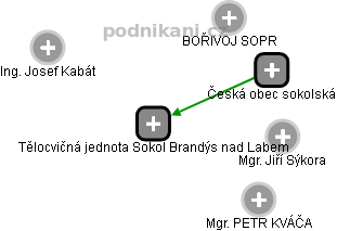 Tělocvičná jednota Sokol Brandýs nad Labem - náhled vizuálního zobrazení vztahů obchodního rejstříku