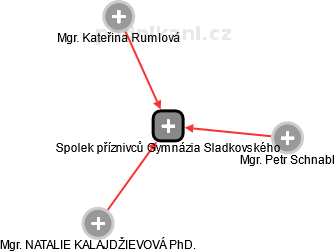 Spolek příznivců Gymnázia Sladkovského - náhled vizuálního zobrazení vztahů obchodního rejstříku