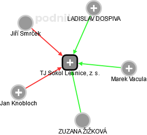 TJ Sokol Lesnice, z. s. - náhled vizuálního zobrazení vztahů obchodního rejstříku