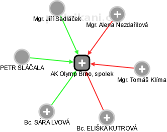 AK Olymp Brno, spolek - náhled vizuálního zobrazení vztahů obchodního rejstříku
