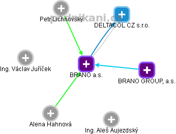 BRANO a.s. - náhled vizuálního zobrazení vztahů obchodního rejstříku