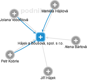 Hájek a Boušová, spol. s r.o. - náhled vizuálního zobrazení vztahů obchodního rejstříku