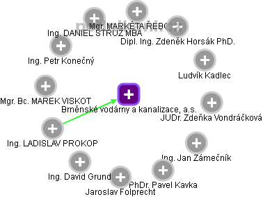 Brněnské vodárny a kanalizace, a.s. - náhled vizuálního zobrazení vztahů obchodního rejstříku