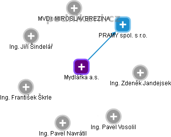 Mydlářka a.s. - náhled vizuálního zobrazení vztahů obchodního rejstříku