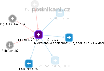PLEMENÁŘSKÉ SLUŽBY a.s. - náhled vizuálního zobrazení vztahů obchodního rejstříku