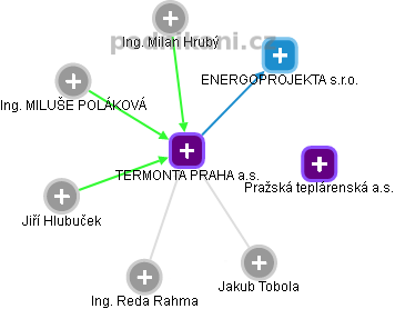TERMONTA PRAHA a.s. - náhled vizuálního zobrazení vztahů obchodního rejstříku