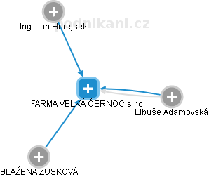 FARMA VELKÁ ČERNOC s.r.o. - náhled vizuálního zobrazení vztahů obchodního rejstříku