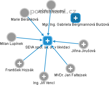 SEVA  spol. s r. o., v likvidaci - náhled vizuálního zobrazení vztahů obchodního rejstříku