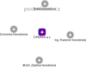 ČIPERKA a.s. - náhled vizuálního zobrazení vztahů obchodního rejstříku