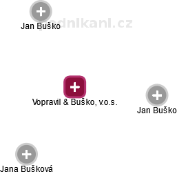 Vopravil & Buško, v.o.s. - náhled vizuálního zobrazení vztahů obchodního rejstříku