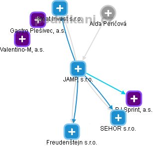JAMP, s.r.o. - náhled vizuálního zobrazení vztahů obchodního rejstříku