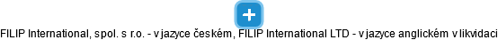 FILIP International, spol. s r.o. - v jazyce českém, FILIP International LTD - v jazyce anglickém v likvidaci - náhled vizuálního zobrazení vztahů obchodního rejstříku