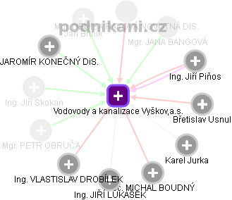 Vodovody a kanalizace Vyškov,a.s. - náhled vizuálního zobrazení vztahů obchodního rejstříku