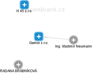 Gamin s.r.o. - náhled vizuálního zobrazení vztahů obchodního rejstříku