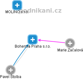 Bohemia Praha s.r.o. - náhled vizuálního zobrazení vztahů obchodního rejstříku