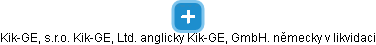 Kik-GEL, s.r.o.                     Kik-GEL, Ltd. anglicky                  Kik-GEL, GmbH. německy v likvidaci - náhled vizuálního zobrazení vztahů obchodního rejstříku