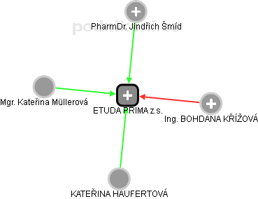 ETUDA PRIMA z.s. - náhled vizuálního zobrazení vztahů obchodního rejstříku