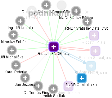 Riocath FNDB, a.s. - náhled vizuálního zobrazení vztahů obchodního rejstříku