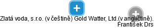 Zlatá voda, s.r.o. (v češtině) Gold Watter, Ltd.(v angličtině). - náhled vizuálního zobrazení vztahů obchodního rejstříku