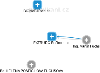 EXTRUDO Bečice s.r.o. - náhled vizuálního zobrazení vztahů obchodního rejstříku