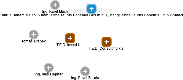 T.E.D. Invest k.s. - náhled vizuálního zobrazení vztahů obchodního rejstříku