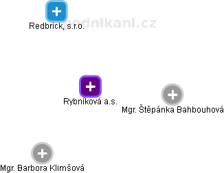 Rybníková a.s. - náhled vizuálního zobrazení vztahů obchodního rejstříku