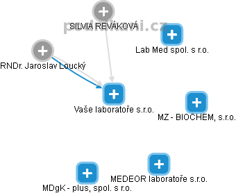 Vaše laboratoře s.r.o. - náhled vizuálního zobrazení vztahů obchodního rejstříku