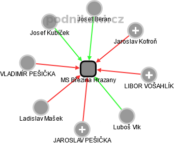 MS Březina Hrazany - náhled vizuálního zobrazení vztahů obchodního rejstříku