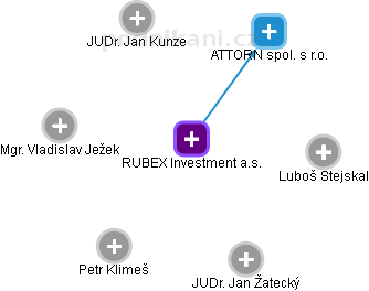 RUBEX Investment a.s. - náhled vizuálního zobrazení vztahů obchodního rejstříku