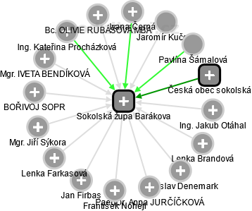 Sokolská župa Barákova - náhled vizuálního zobrazení vztahů obchodního rejstříku