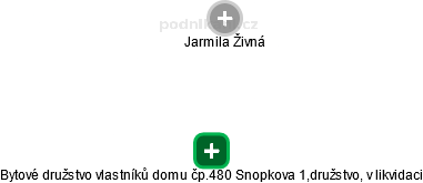 Bytové družstvo vlastníků domu čp.480 Snopkova 1,družstvo, v likvidaci - náhled vizuálního zobrazení vztahů obchodního rejstříku