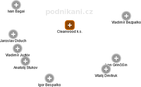 Cleanwood k.s. - náhled vizuálního zobrazení vztahů obchodního rejstříku