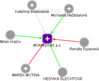 MONITEX 95 a.s. - náhled vizuálního zobrazení vztahů obchodního rejstříku