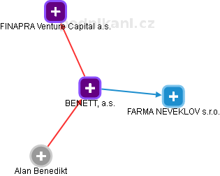 BENETT, a.s. - náhled vizuálního zobrazení vztahů obchodního rejstříku