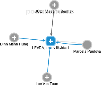 LEVDA,s.r.o. v likvidaci - náhled vizuálního zobrazení vztahů obchodního rejstříku
