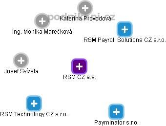 RSM CZ a.s. - náhled vizuálního zobrazení vztahů obchodního rejstříku