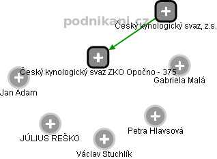 Český kynologický svaz ZKO Opočno - 375 - náhled vizuálního zobrazení vztahů obchodního rejstříku