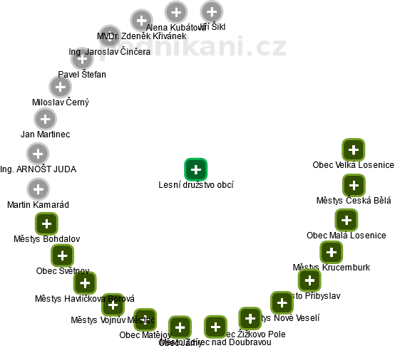 Lesní družstvo obcí - náhled vizuálního zobrazení vztahů obchodního rejstříku