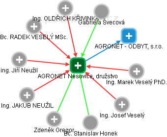 AGRONET Nesovice, družstvo - náhled vizuálního zobrazení vztahů obchodního rejstříku