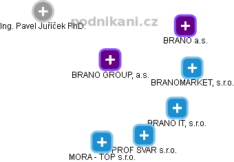 BRANO GROUP, a.s. - náhled vizuálního zobrazení vztahů obchodního rejstříku