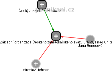 Základní organizace Českého zahrádkářského svazu Brandýs nad Orlicí - náhled vizuálního zobrazení vztahů obchodního rejstříku