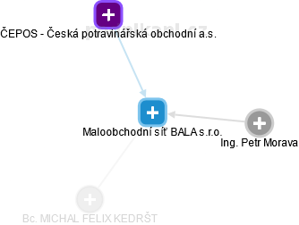 Maloobchodní síť BALA s.r.o. - náhled vizuálního zobrazení vztahů obchodního rejstříku
