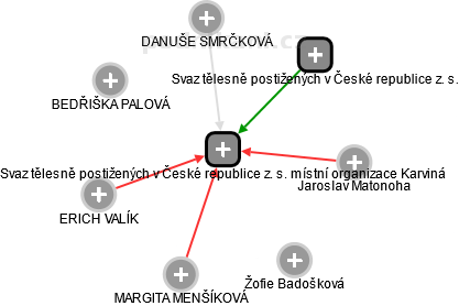 Svaz tělesně postižených v České republice z. s. místní organizace Karviná - náhled vizuálního zobrazení vztahů obchodního rejstříku