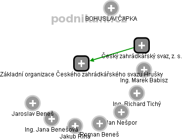 Základní organizace Českého zahrádkářského svazu Hrušky - náhled vizuálního zobrazení vztahů obchodního rejstříku