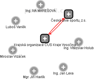 Krajská organizace ČUS Kraje Vysočina - náhled vizuálního zobrazení vztahů obchodního rejstříku