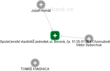 Společenství vlastníků jednotek ul. Borová, čp. 5135-5136 v Chomutově - náhled vizuálního zobrazení vztahů obchodního rejstříku