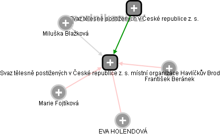 Svaz tělesně postižených v České republice z. s. místní organizace Havlíčkův Brod - náhled vizuálního zobrazení vztahů obchodního rejstříku