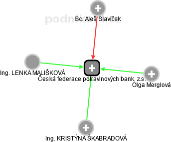 Česká federace potravinových bank, z.s. - náhled vizuálního zobrazení vztahů obchodního rejstříku